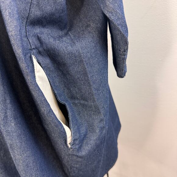 Studio TOMBOY Pool Series Navy Blue T-Shirt Dress Denim Drop Shoulder Back Zip - Picture 3 of 7